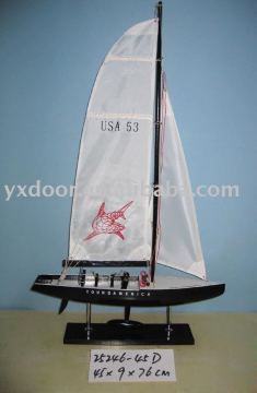 small Wooden sailboat model (25246-45D#)