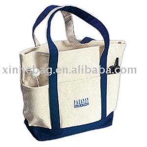 Canvas tote bag with outside pockets