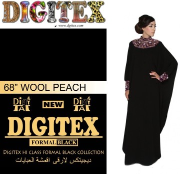 jet black wool peach fabric for black abaya formal black