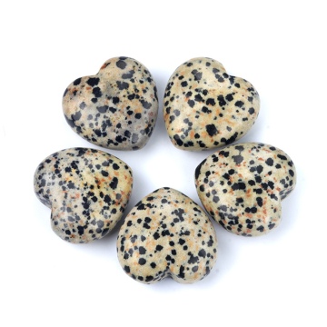 Dalmation Jasper 30MM Love Heart Gemstone for Home Decoration Handmade Craved