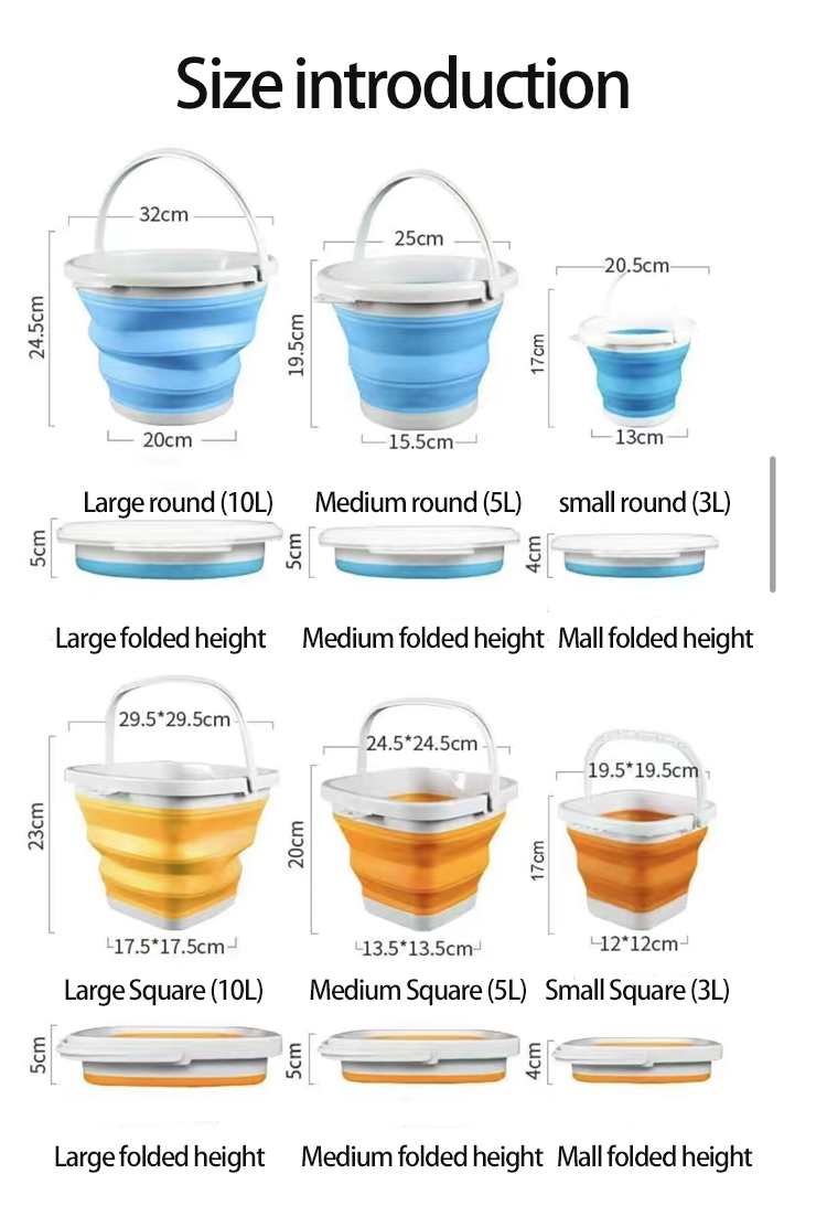 Folding Bucket Travel Portable Cheap Eco-friendly Plastic Folding Water Bucket