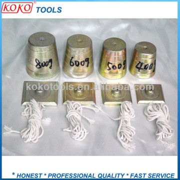 French type color zinc plated cast iron plumb bob with cotton rope