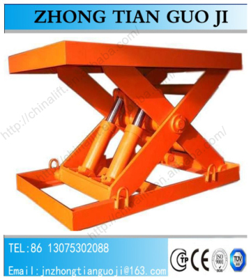 Fixed hydraulic scissor lift platform used for cargo goods delivery