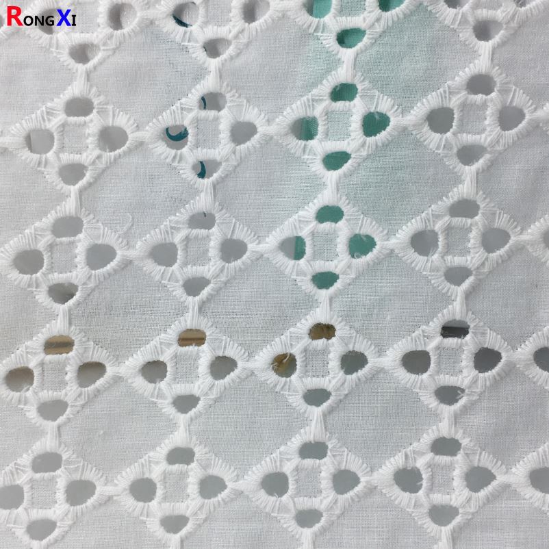 RXF0604 New Design khaki 100% Embroidered Cotton Shirt Lace Fabric