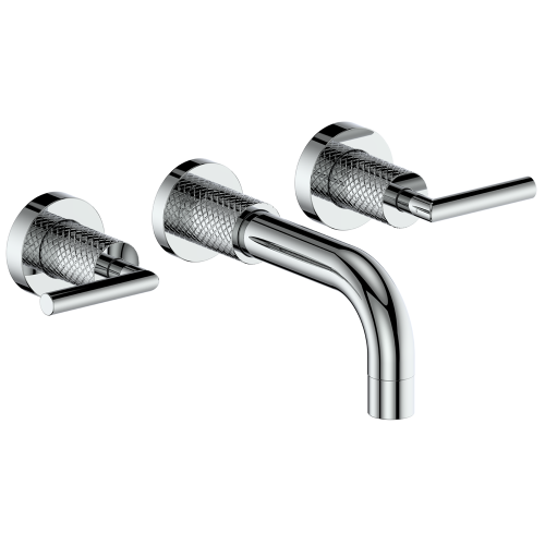 Knurling Wall Mounted Basin Faucet Chrome
