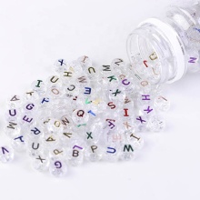 50G Trasparent Round Acrylic Plastic Crystal Alphabet Beads