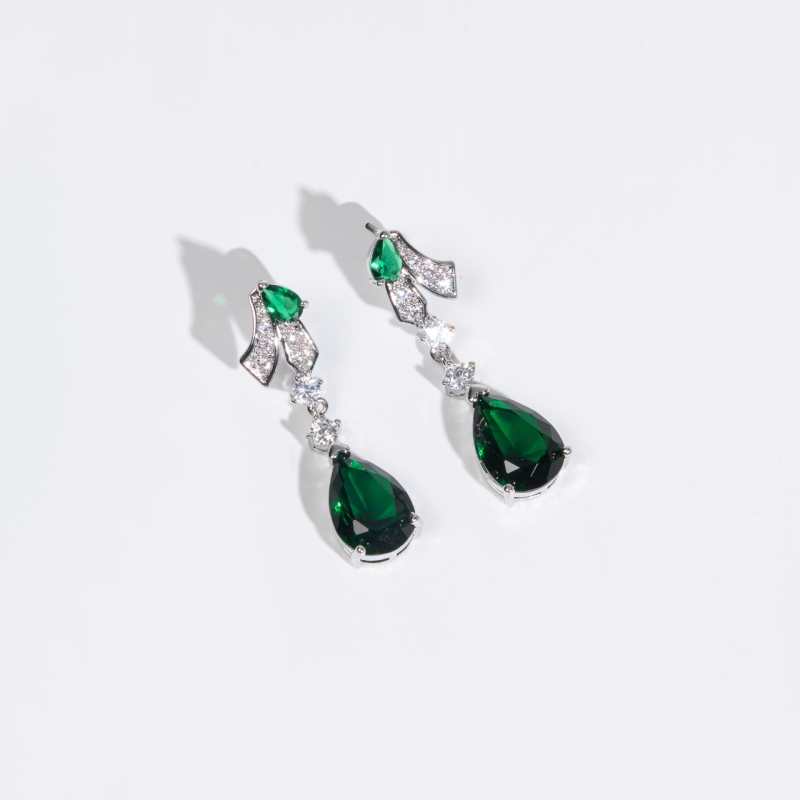 Regal Teardrop Tassel Bridal CZ Jewelry Set