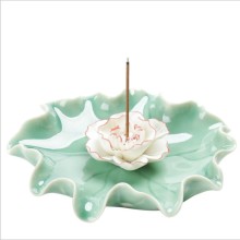 Ceramic Lotus Flower Incense Holder with Ash Catcher