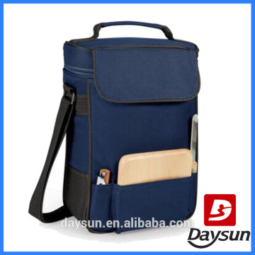 Leather Wine Carrier Two Person Picnic Time Wine and Cheese Tote Wine Tote Bag