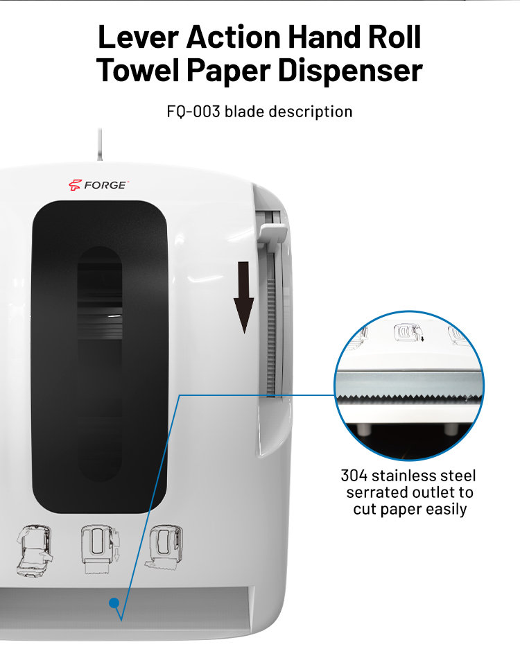 FQ-003 White Plastic Wall Mount Roll Paper Towel Dispenser