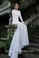 White backless long sleeve lace wedding dresses