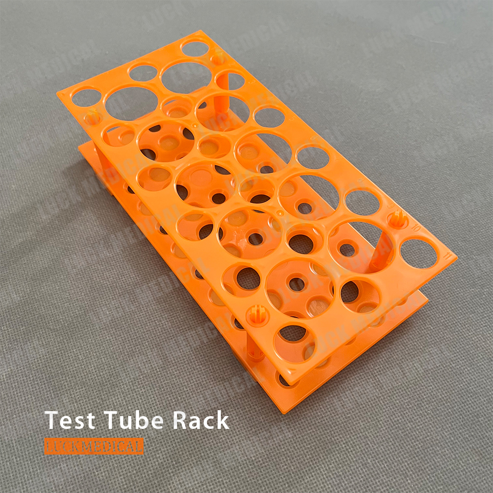 Tubos de ensayo de laboratorio y estante de tubos de ensayo