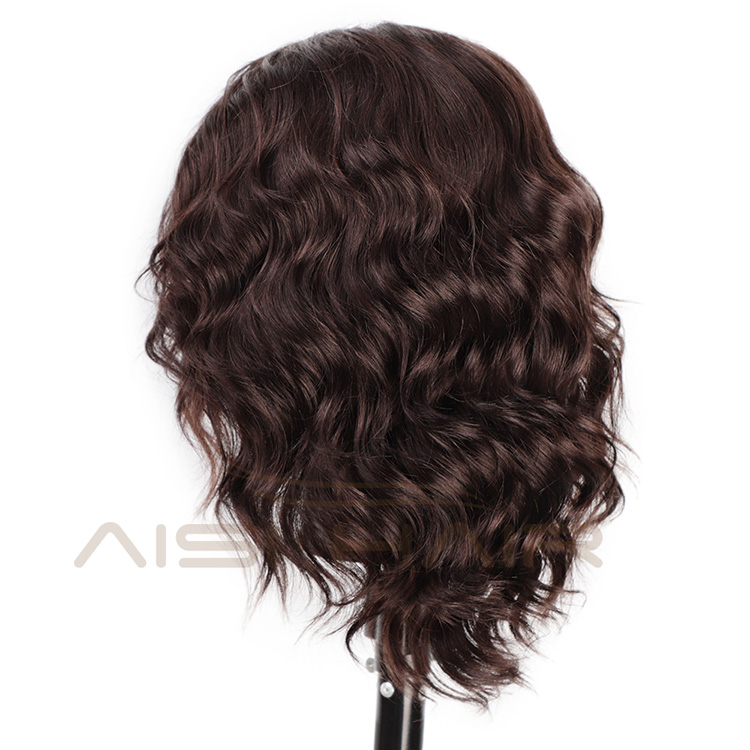 Aisi Hair 100% Brazilian Human Hair Color 2# Short Bob Swiss Lace Wigs Body Wave Human Hair Lace Front Wigs For Black Women