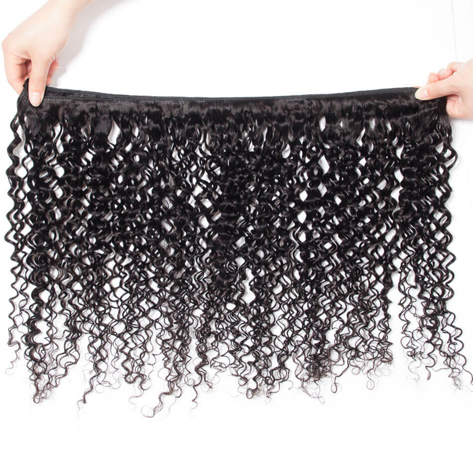 Curly Wave Human Hair 3 Bundles with 13x4 Lace Frontal Closure Indian Cuticle Aligned Virgin Curly Human Hair Extensions