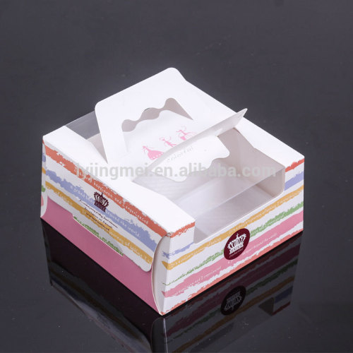 Colorful food paper packing box with handle hole