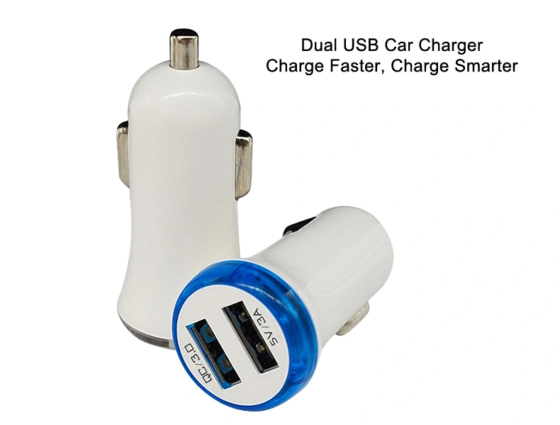 QC 3.0 Dual USB Car Charger with Bright Lamp Ring