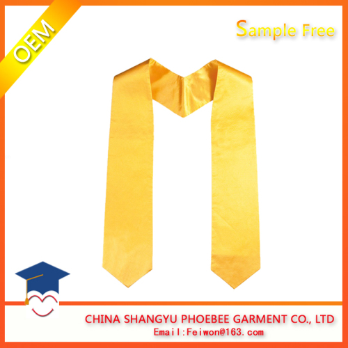 wholesale Gold Satin Plain Graduation stoles