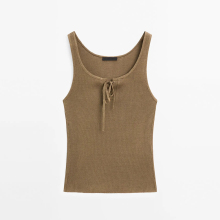 Women's American retro minimalist basic ribbed knitted vest