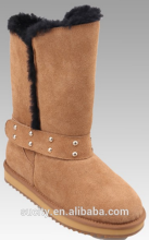 genuine leather snow boots TPR W/RUBBER BOOTS snow boots with rivet