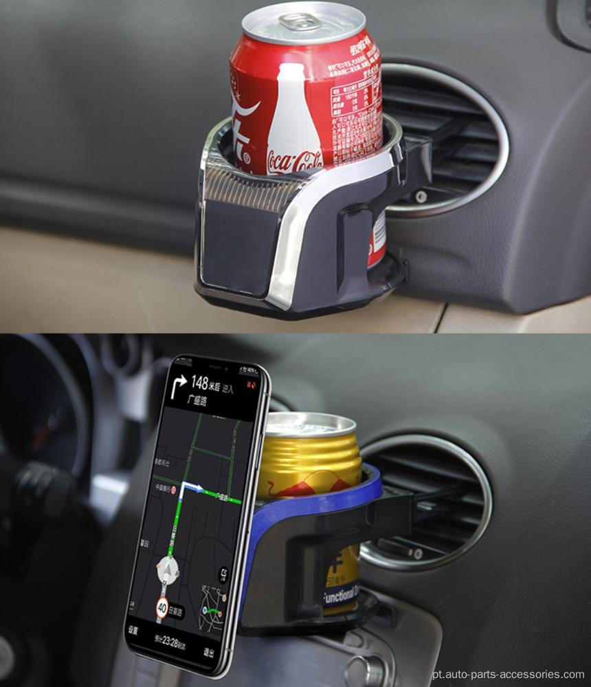 Suporte para bebida de carro com suporte para telefone de ar ventoso
