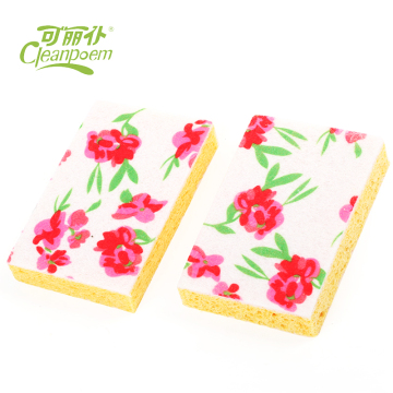 2017 wholesale factory made printed logo kitchen usage cellulose sponge for washing dishes