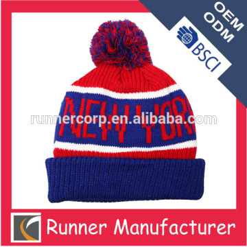 Promotion world cup custom knitted pom beanie hat