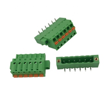 spring contact with flange pluggable terminal block