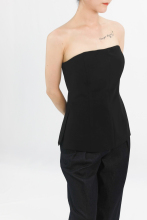 Black Strapless Tailored Top