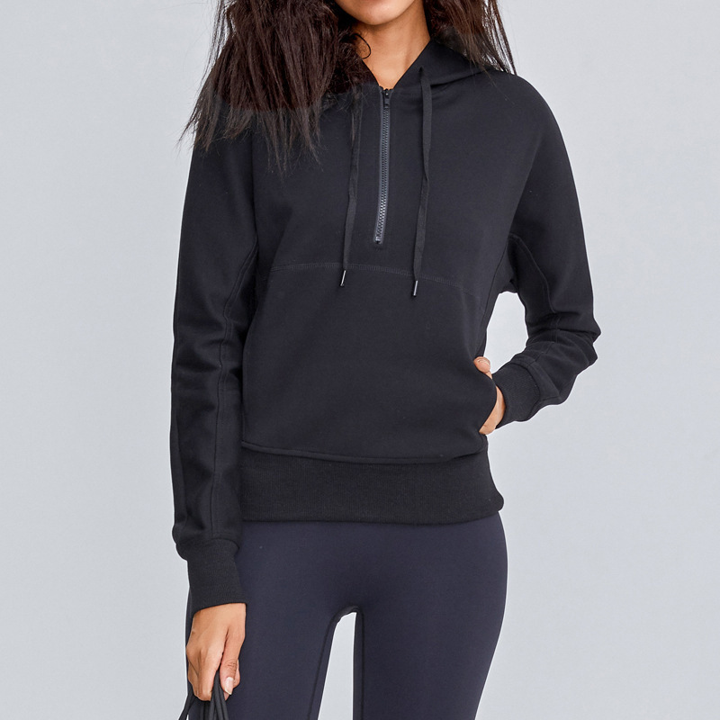 women's sports hoodie jacket black