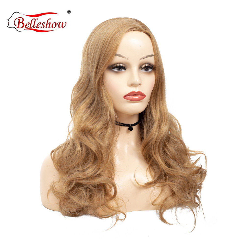 Hot sell wholesale women hair pick dye partial long roll lady head wig synthetic wig for young girl wigs