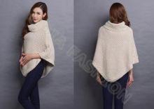 Winter Irregular Knit Pullover Ladies Poncho Sweater with C