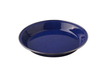 Enamelware Dinner Gold Rim Plate Ring Dish