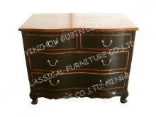 French Antique Reproduction Distressed Black Chest of Drawers