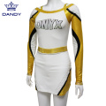 Uniformes de cheerleading jaune et blanc personnalisés