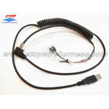 Coiled USB data cable kune DC connector