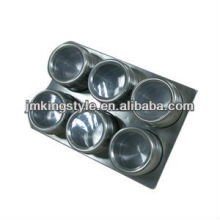 6 jars Stainless steel Magnetic wall mounted spice racks