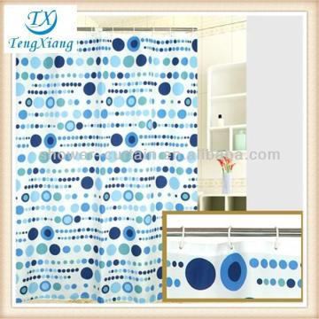 short light blue string shower curtain