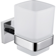 Single Toothbrush Holder Chrome With Frosted Glass Cup