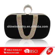 Velvet Stoned Finger Ring Hasp Evening Bag