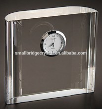 K9 blank optical crystal block with clock