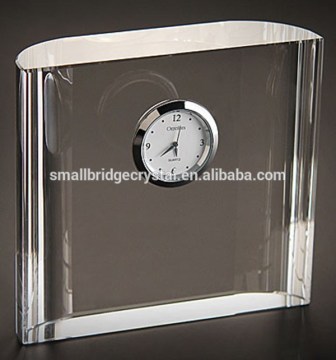 K9 blank optical crystal block with clock