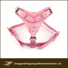 Cute pink cowhide dog collar harness accessories