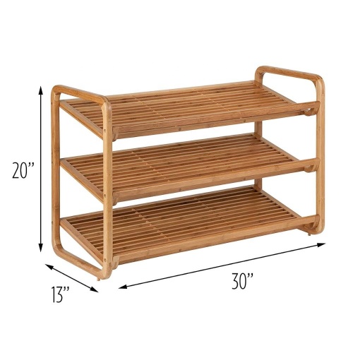 3-tier bamboo bench shoe rack home organizer shelf
