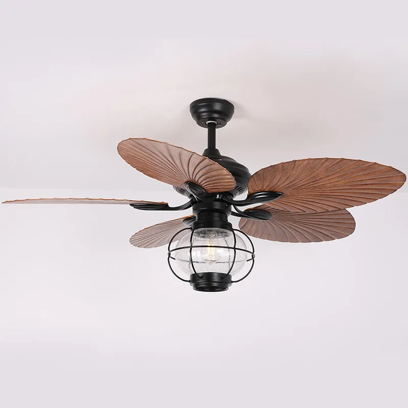 Retro Remote Control Ceiling Fan Lamp for Dining Room