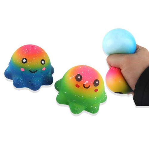 Quadrische Quetschspielzeug Rainbow Octopus