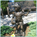 Garden Life Size Bronze Golf Girl Statue with Ponytail