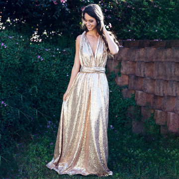 Latest fashion korean evening party wear bling bling sequin plus size dresses maxi dress