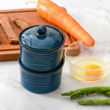 9 oz Ceramic Salt Cellar with Lid: Salt and Pepper Bowls Stacked Salt Box Herb Containers