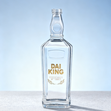 Embossed Whiskey Vodka Square Glass Bottles