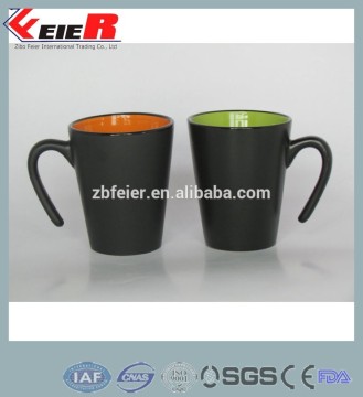 glazed ceramic mug, two tone chalk mug FE1410-045